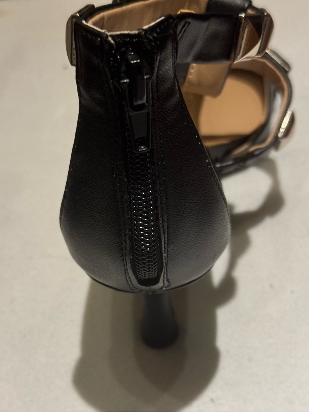 INC International Concepts Black Pointed-Toe Strappy Heels with Gold Studs - Picture 6 of 8